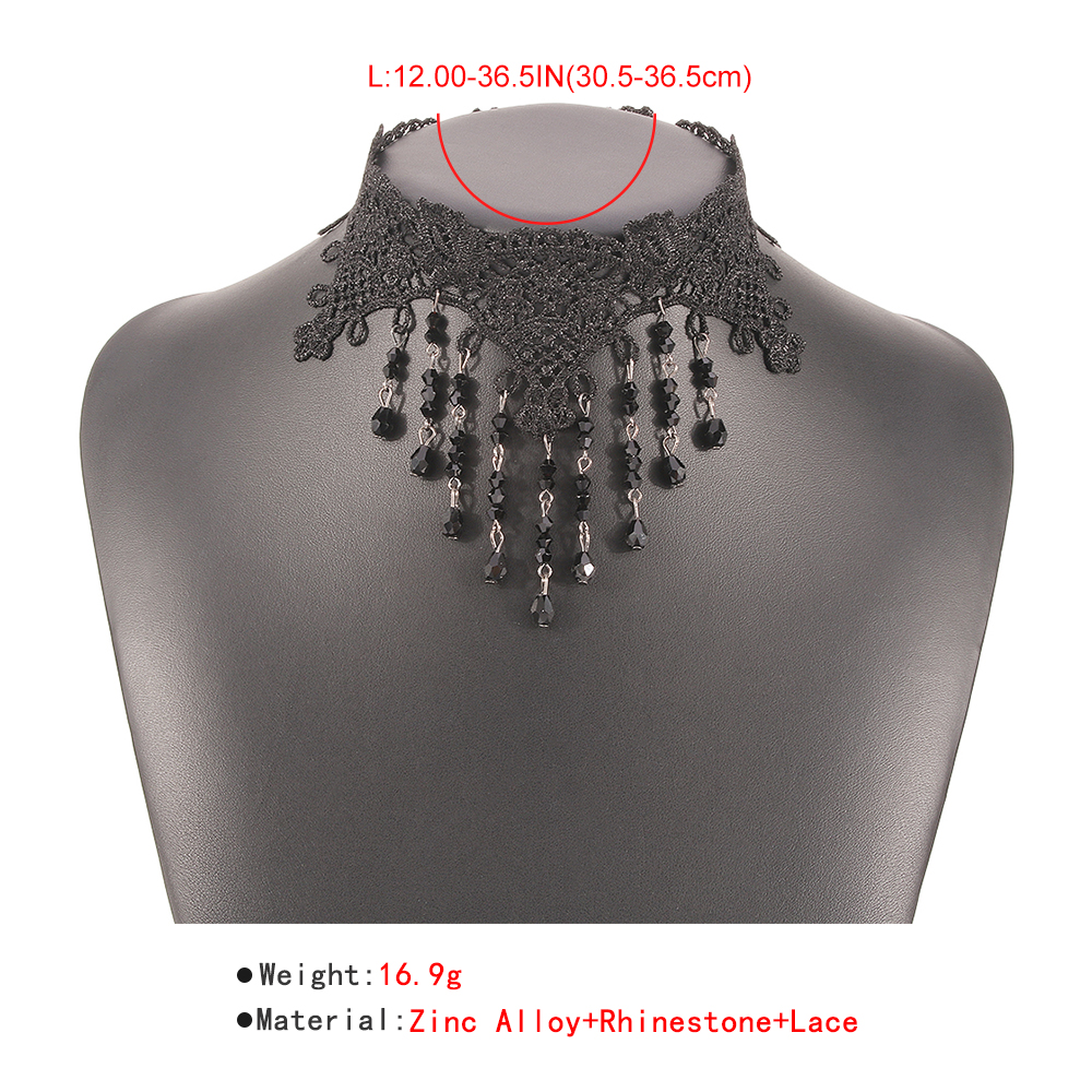 Simple Lace Imitation Crystal Tassel Necklace Wholesale Nihaojewelry display picture 1