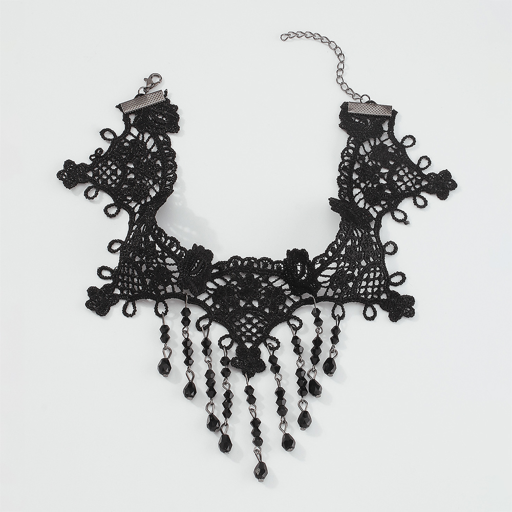 Simple Lace Imitation Crystal Tassel Necklace Wholesale Nihaojewelry display picture 3