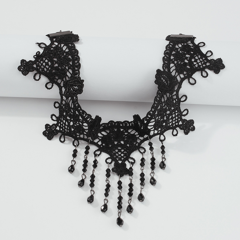 Simple Lace Imitation Crystal Tassel Necklace Wholesale Nihaojewelry display picture 4