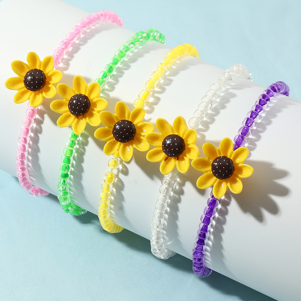 Sunflower Color Rice Bead Bracelet Set Wholesale Nihaojewelry display picture 1