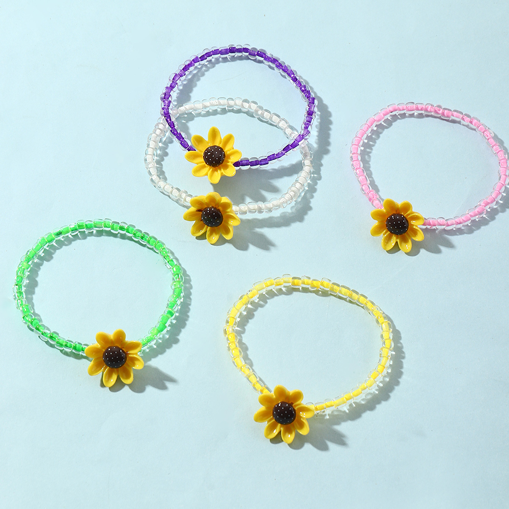 Sunflower Color Rice Bead Bracelet Set Wholesale Nihaojewelry display picture 2