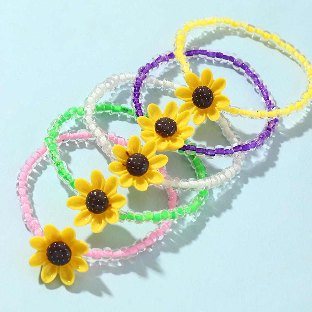 Sunflower Color Rice Bead Bracelet Set Wholesale Nihaojewelry display picture 3