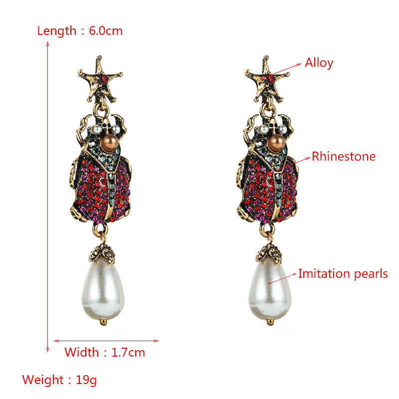Retro Acrylic Imitation Pearl Insect Earrings Wholesale Nihaojewelry display picture 1