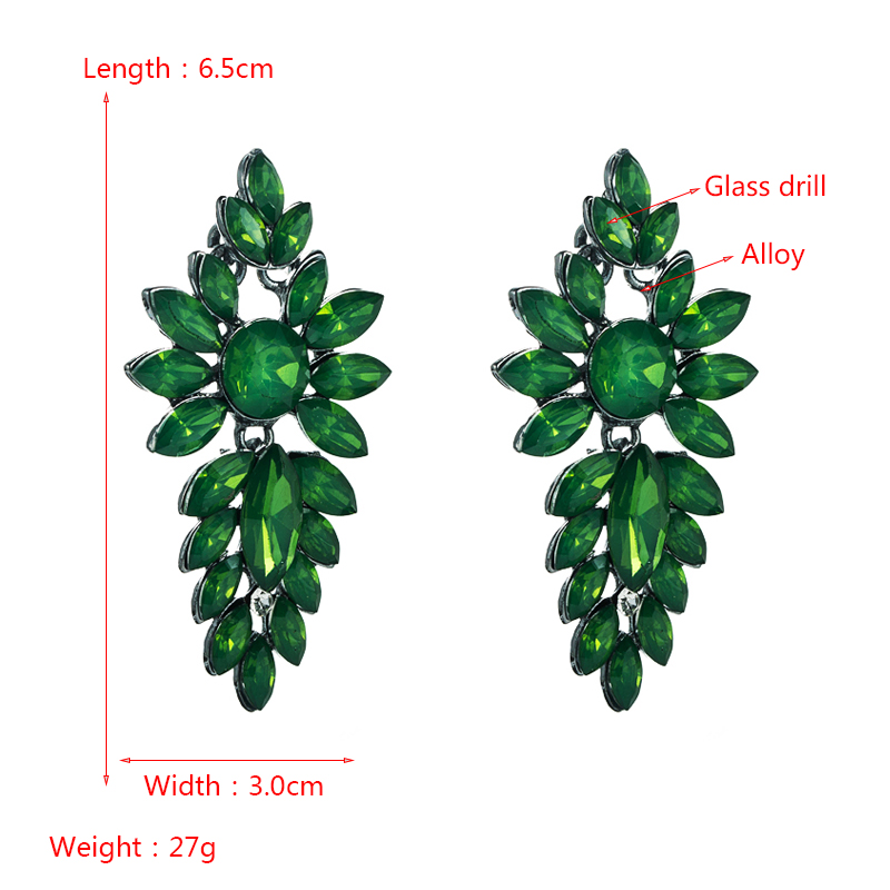 Retroalloy Inlaid Colored Diamonds Multi-layer Willow Leaf Shaped Earrings Wholesale Nihaojewelry display picture 1