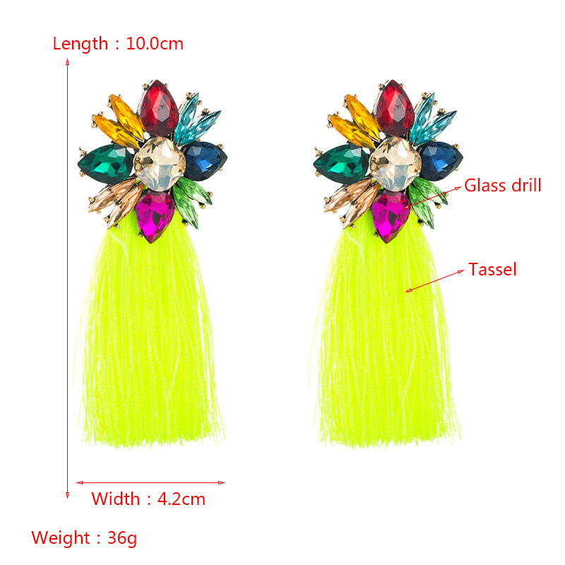 Bohemian Glass Flower Long Color Tassel Earrings Wholesale Nihaojewelry display picture 1