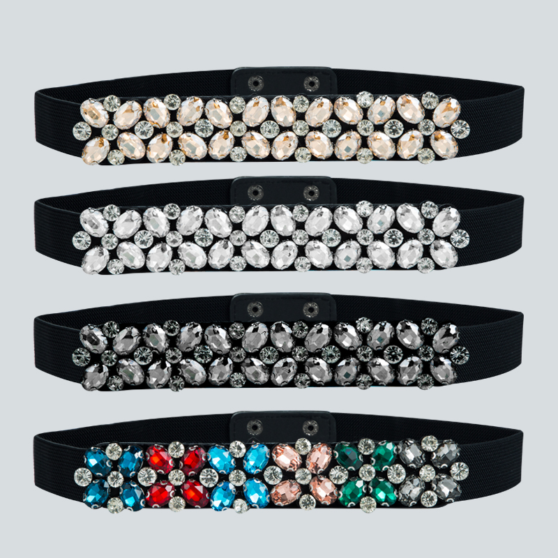 Fashion Color Diamond Elastic Woven Elastic Belt Wholesale Nihaojewelry display picture 3