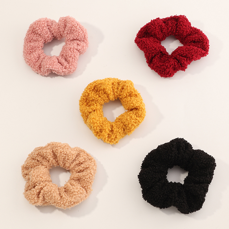 Solid Color Fluffy Hair Scrunchies Set Wholesale Nihaojewelry display picture 2