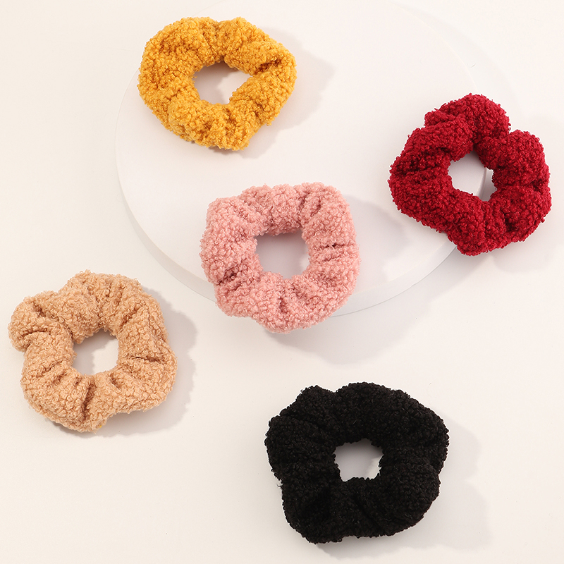 Solid Color Fluffy Hair Scrunchies Set Wholesale Nihaojewelry display picture 3