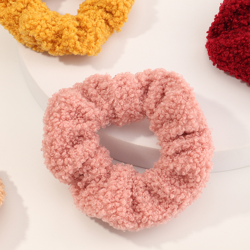 Solid Color Fluffy Hair Scrunchies Set Wholesale Nihaojewelry display picture 4