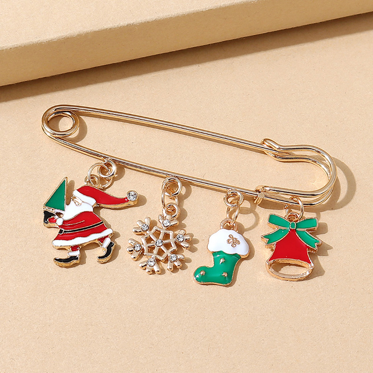 Christmas Series Snowflake Santa Claus Pin Brooch Wholesale Nihaojewelry display picture 1