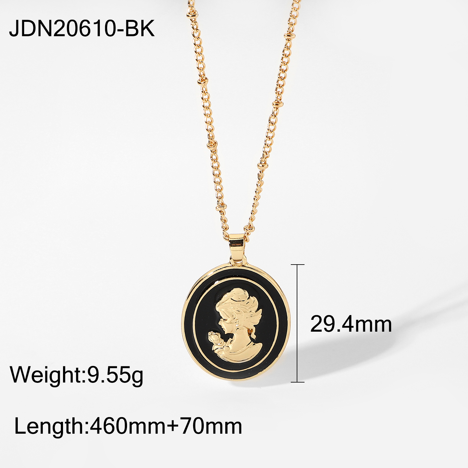 Black Enamel Irregular Oval Portrait Pendent Alloy Necklace Wholesale Nihaojewelry display picture 7