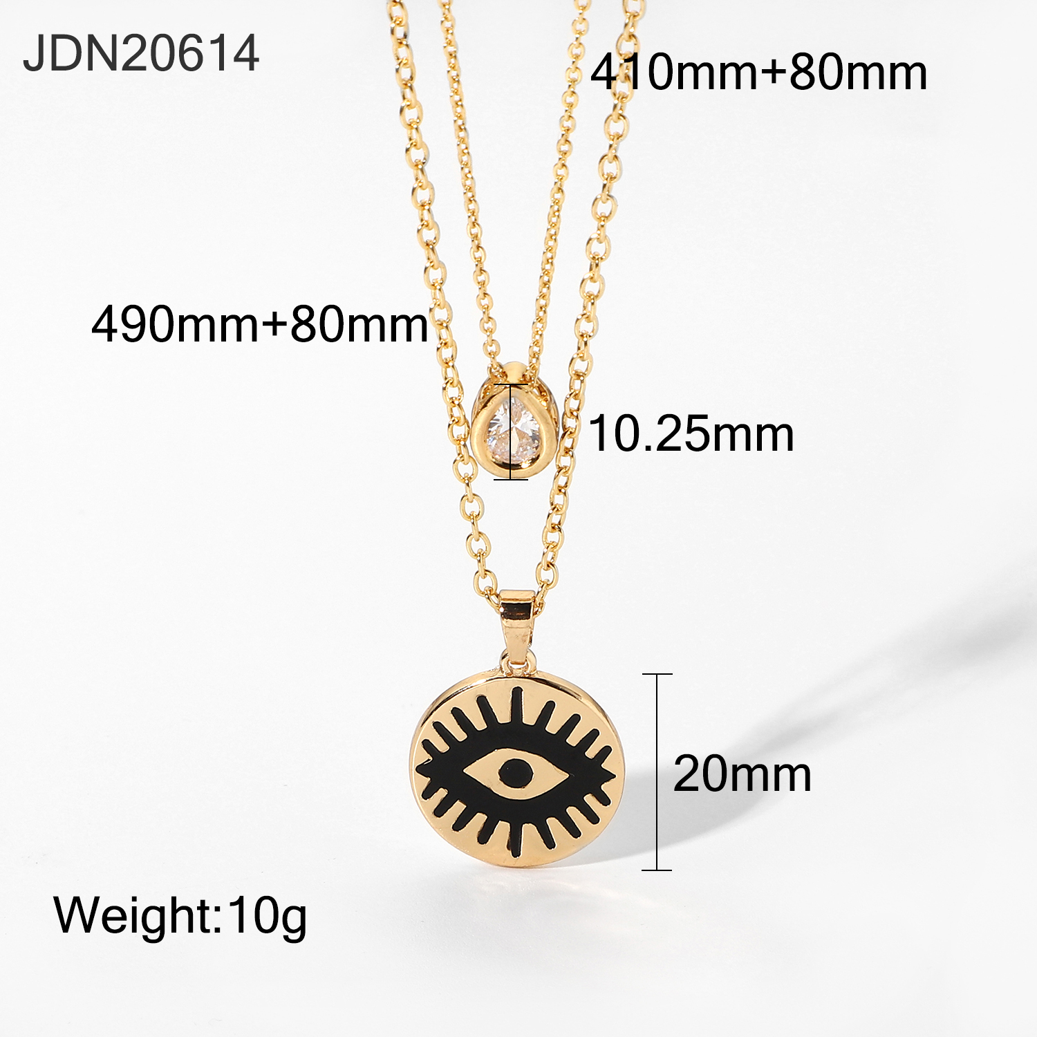 Fashion Zircon Black Demon Eye Pendant Alloy Double Layer Necklace Wholesale Nihaojewelry display picture 5