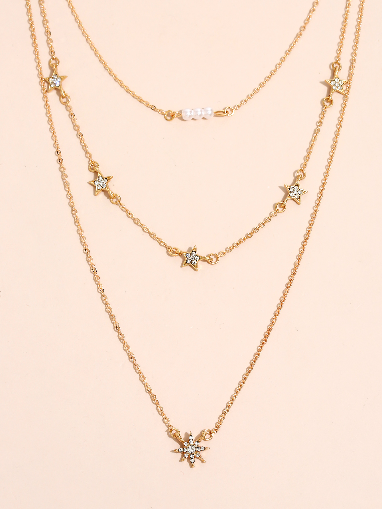 Einfacher Sternanhänger Mehrschichtige Perlenspleißhalskette Großhandel Nihaojewelry display picture 1