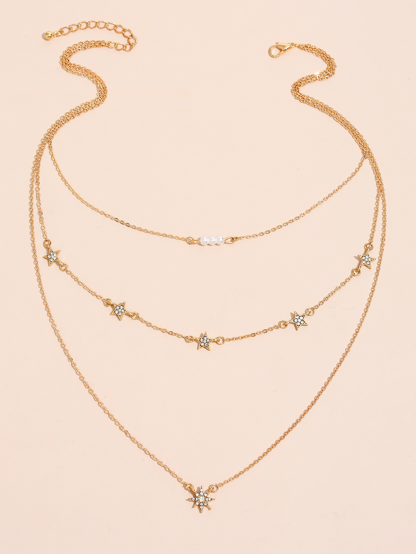 Collier D&#39;épissage De Perles Multicouche Simple Pendentif Étoile En Gros Nihaojewelry display picture 2
