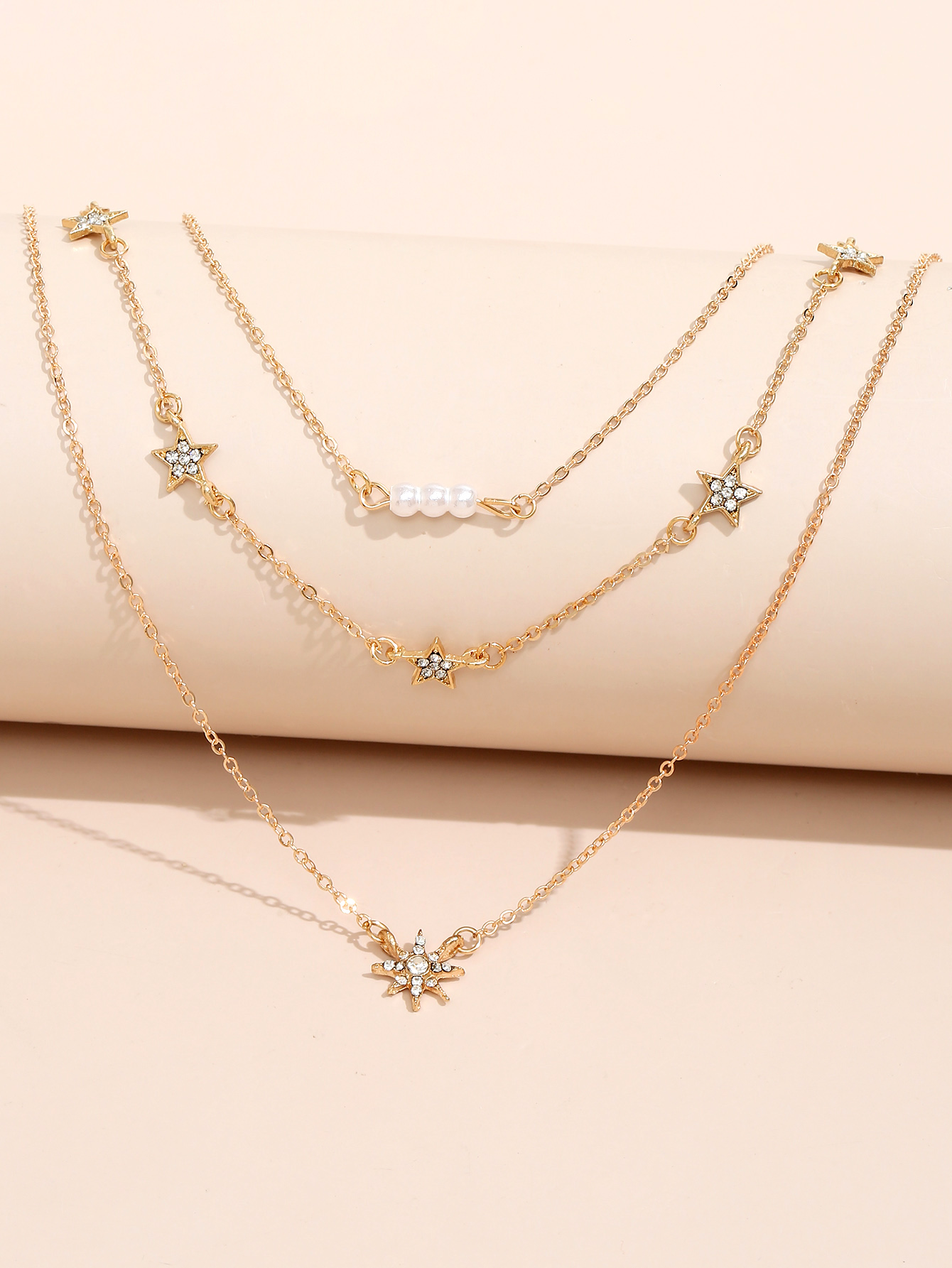 Einfacher Sternanhänger Mehrschichtige Perlenspleißhalskette Großhandel Nihaojewelry display picture 3