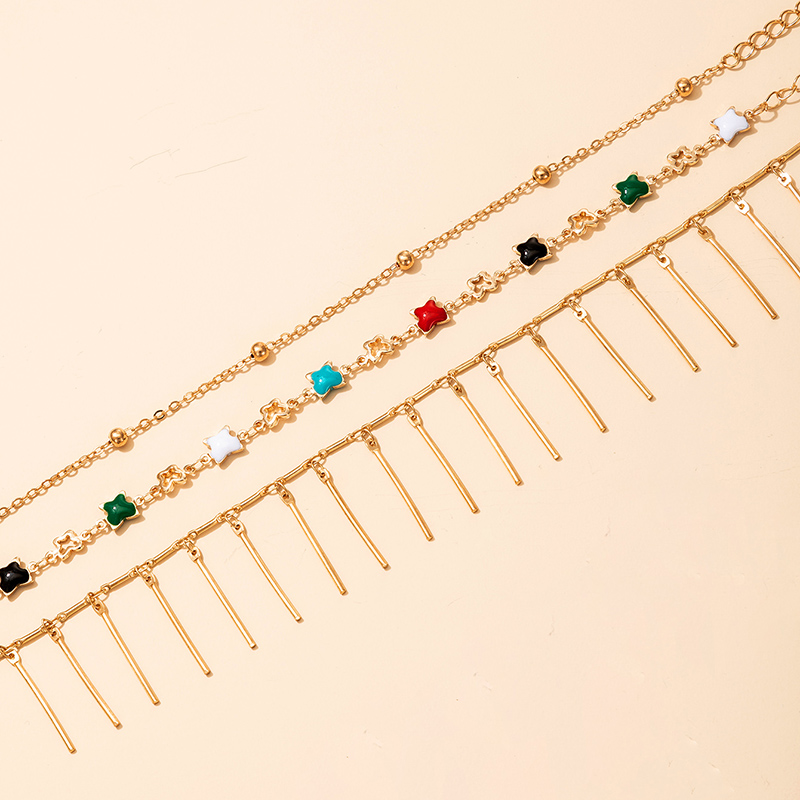 New Color Drip Oil Geometric Anklet Three-piece Set Wholesale Nihaojewelry display picture 3