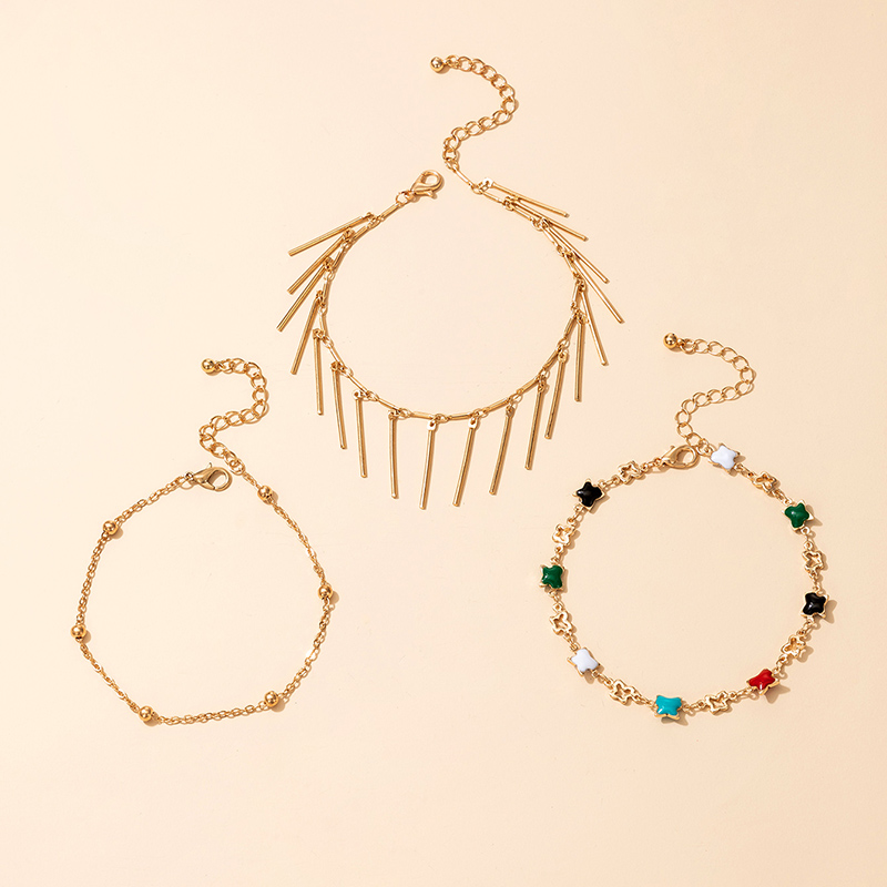 New Color Drip Oil Geometric Anklet Three-piece Set Wholesale Nihaojewelry display picture 5