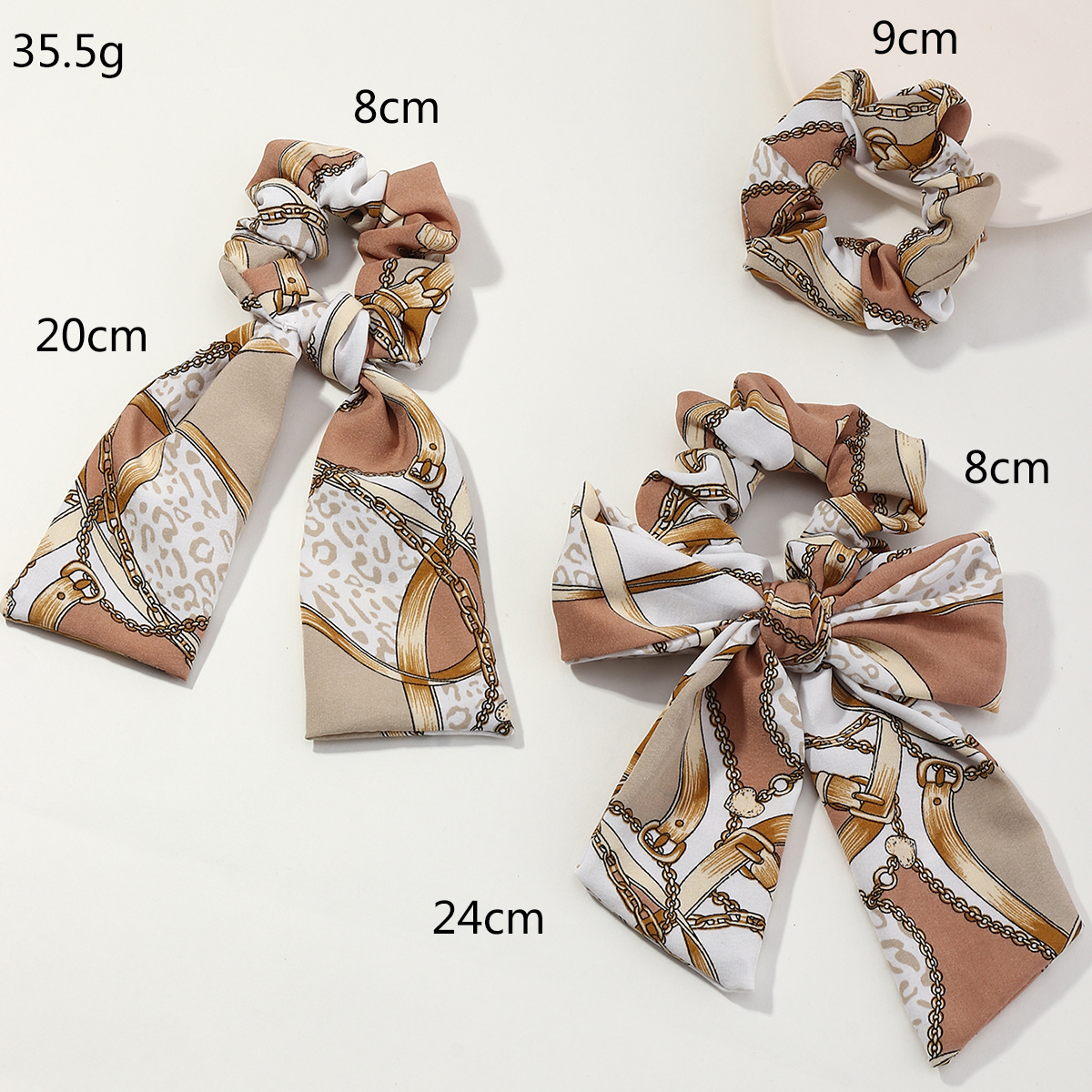 Retro Floral Knotted Ribbon Silk Scarf Bow Knot Hair Scrunchies Set Wholesale Nihaojewelry display picture 3