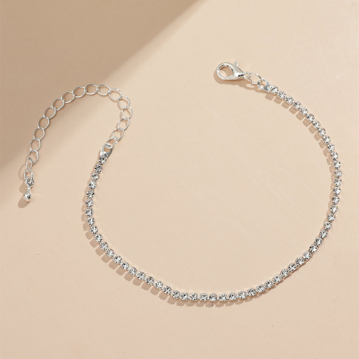 Silver Color Rhinestone Chain Adjustable Anklet Wholesale Nihaojewelry display picture 1