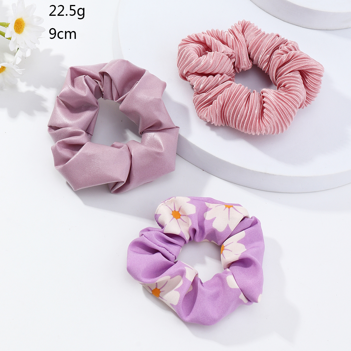 Fashion Floral Pleated Hair Scrunchies Set Wholesale Nihaojewelry display picture 4