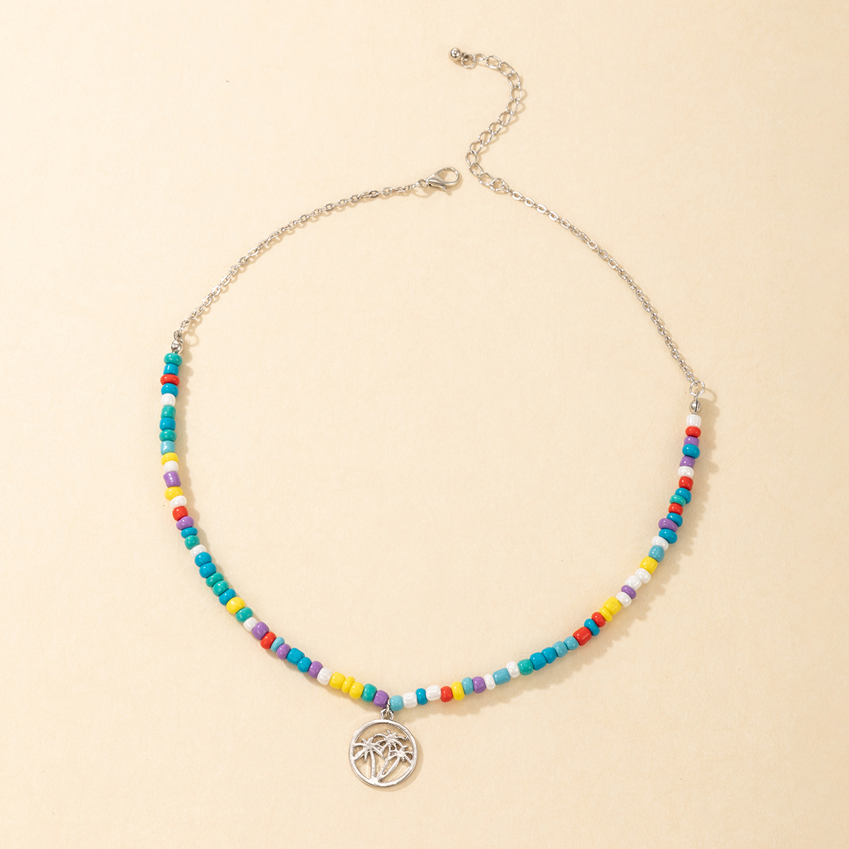 Bohemian Style Multicolor Beaded Round Pendant Necklace Wholesale Nihaojewelry display picture 1