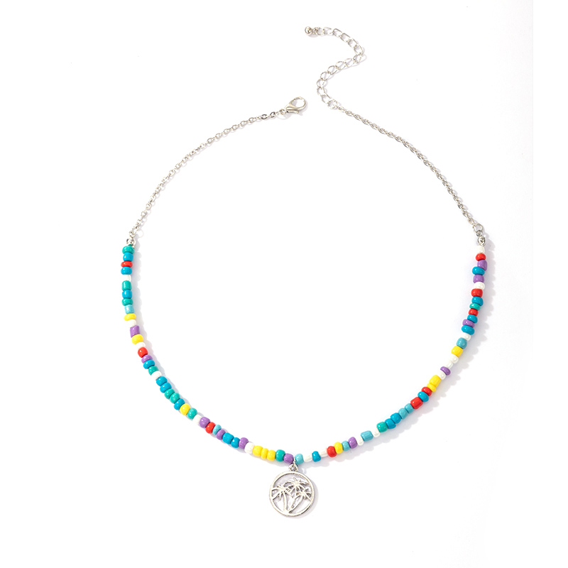 Bohemian Style Multicolor Beaded Round Pendant Necklace Wholesale Nihaojewelry display picture 2