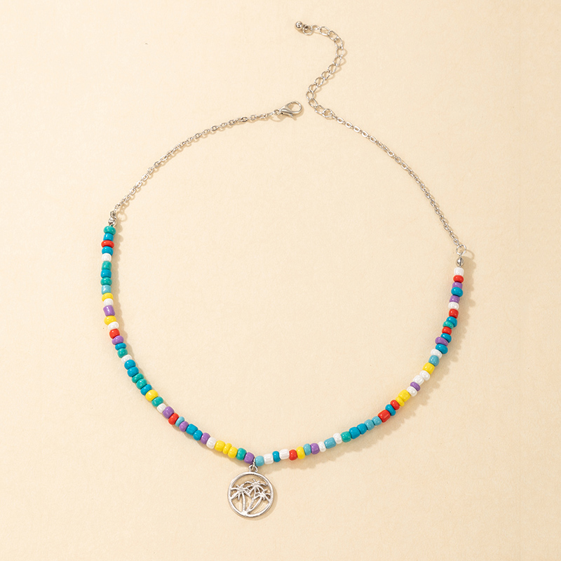 Bohemian Style Multicolor Beaded Round Pendant Necklace Wholesale Nihaojewelry display picture 4