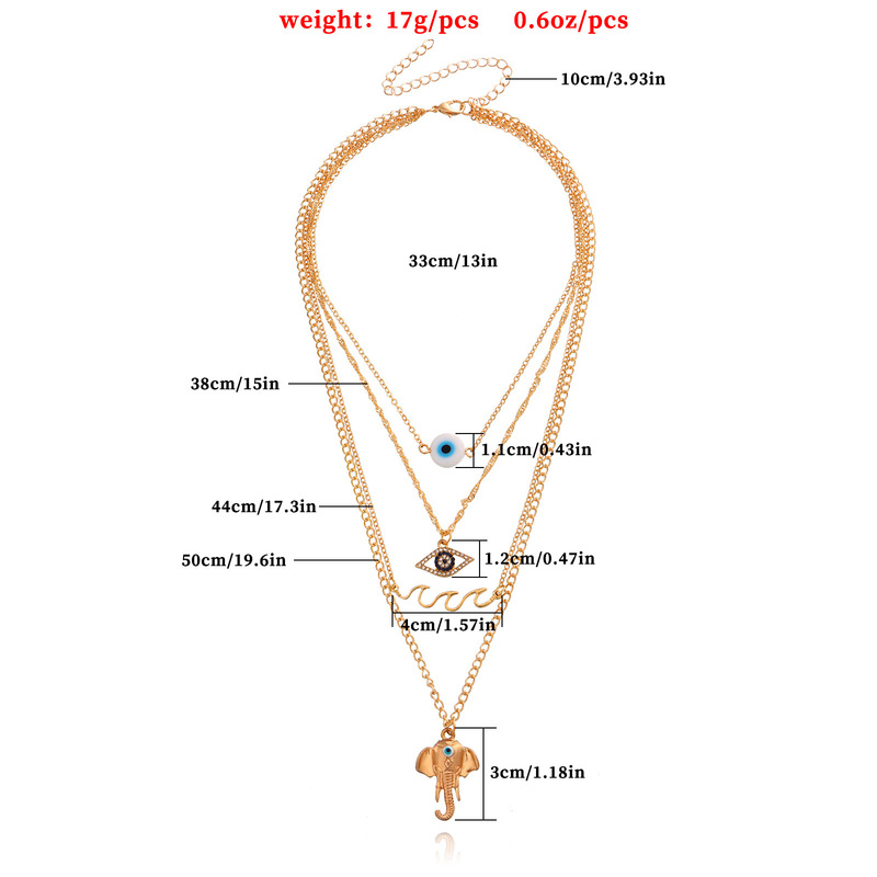Retro Multi-layer Clavicle Thin Chain Blue Devil's Eye Pendant Necklace Wholesale Nihaojewelry display picture 5