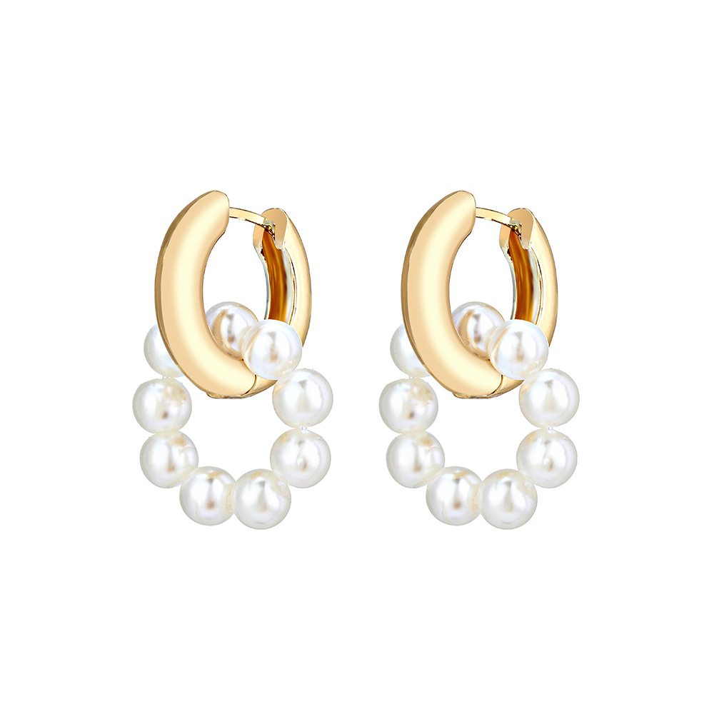 Sweet Simple Style Solid Color Alloy Beaded Plating Inlay Artificial Pearls Women's Earrings display picture 1