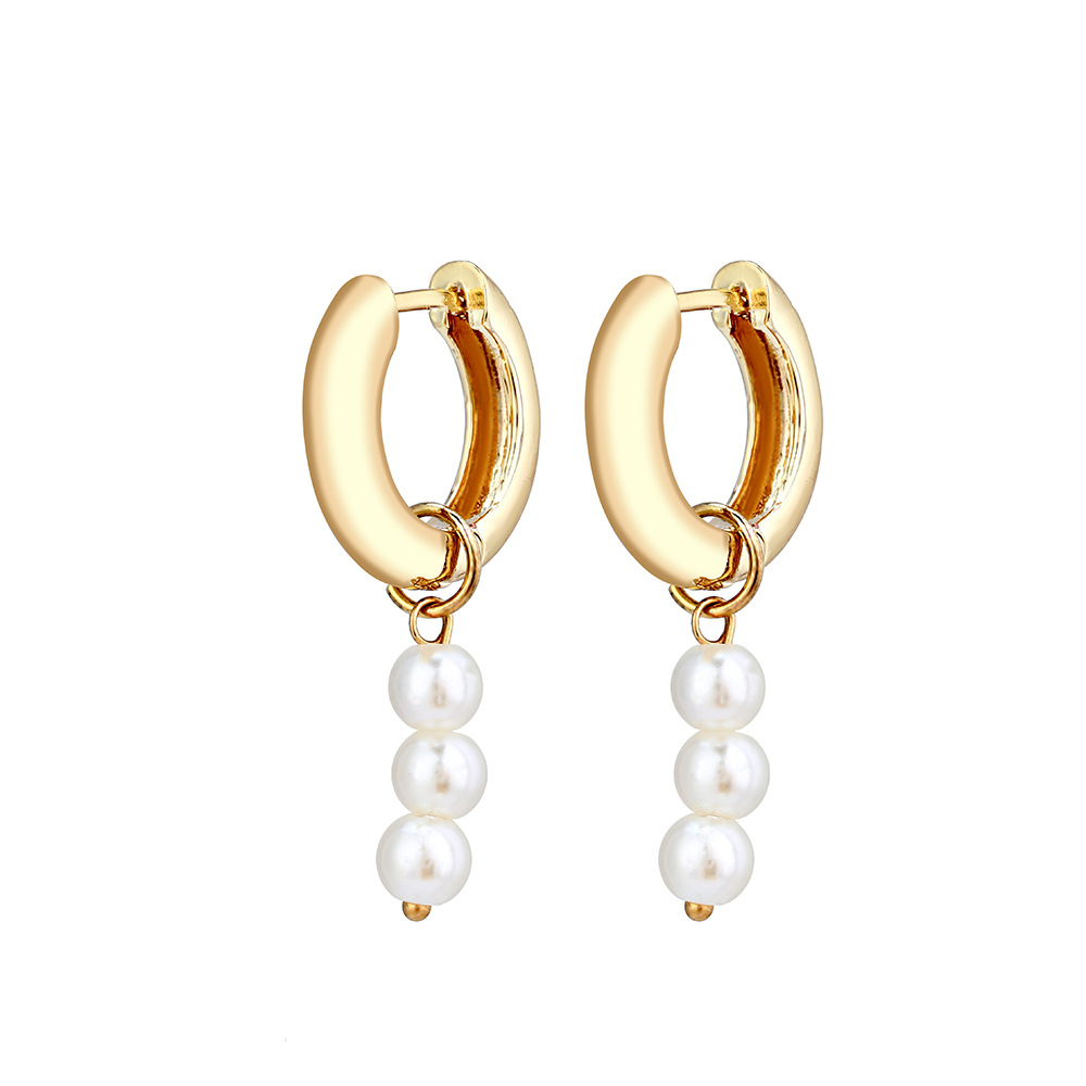 Sweet Simple Style Solid Color Alloy Beaded Plating Inlay Artificial Pearls Women's Earrings display picture 2