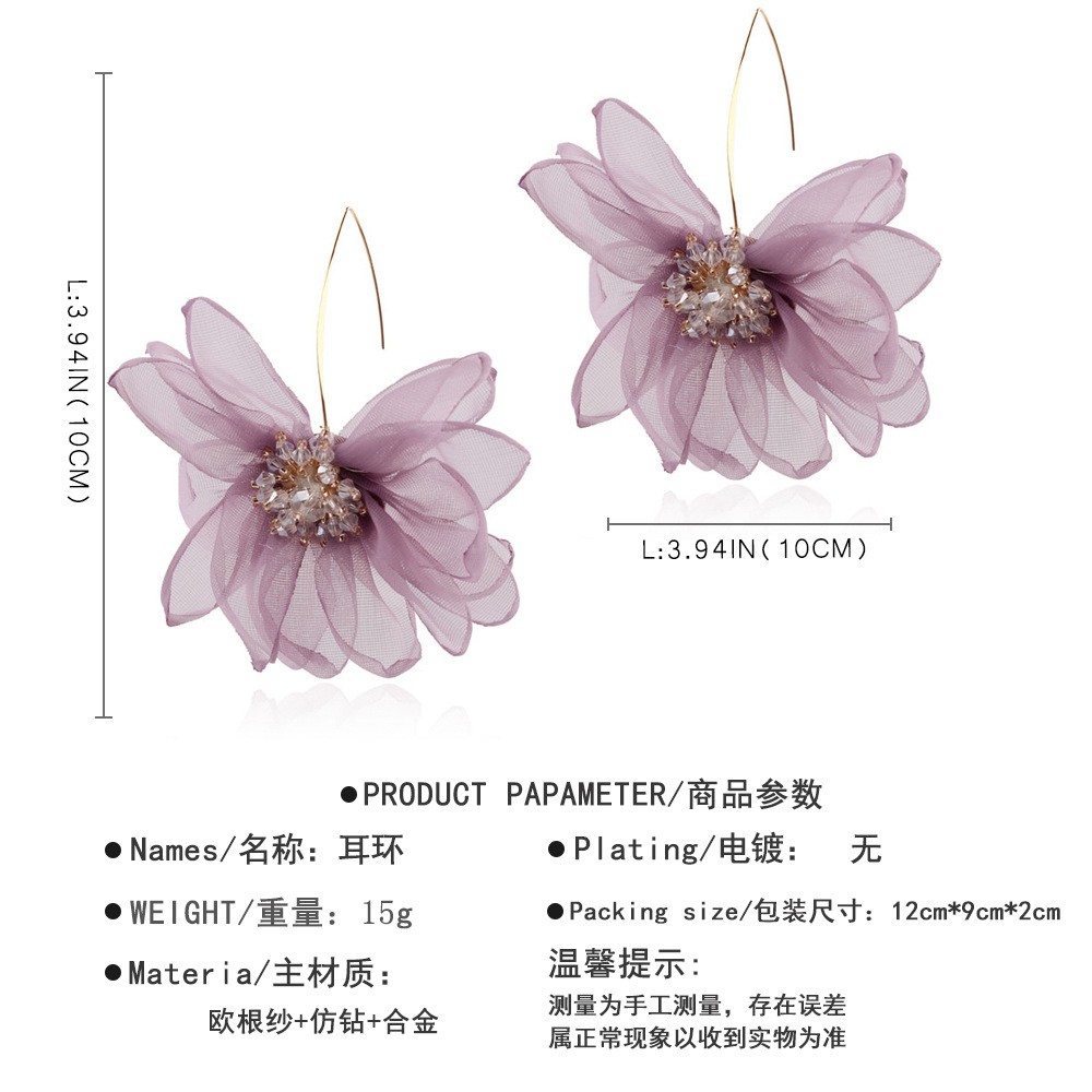 Koreanische Art-gewebe-blumen-anhänger-ohrringe Großhandel Nihaojewelry display picture 1