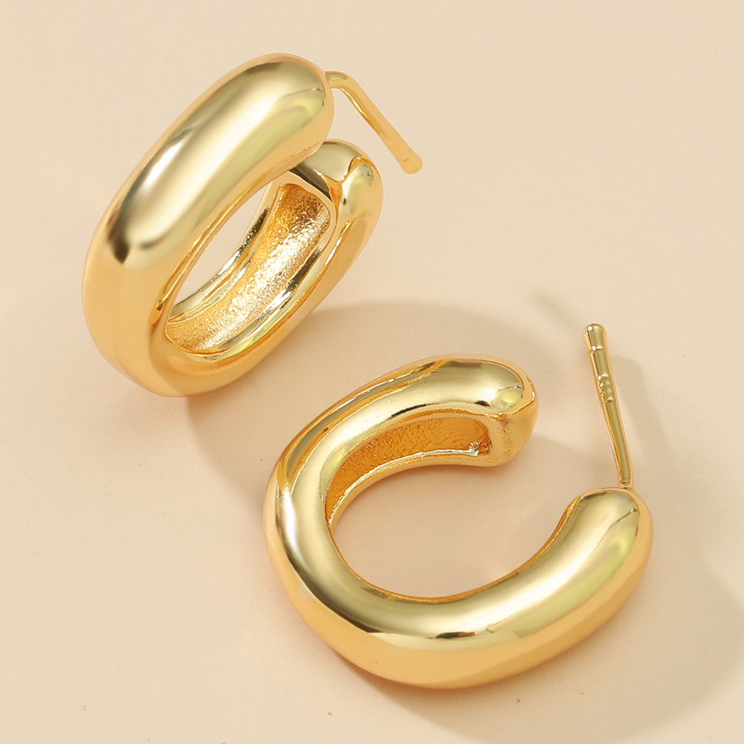 Copper Oval Simple Earrings Wholesale Jewelry Nihaojewelry display picture 1