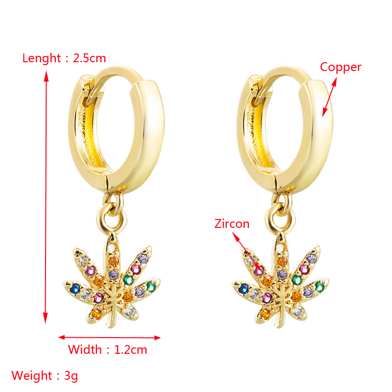 Maple Leaf Pendant Copper Inlaid Zircon Earrings Wholesale Nihaojewelry display picture 1