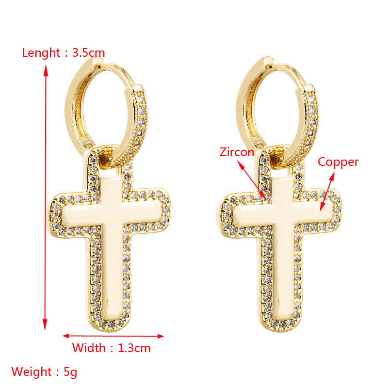 Pendentif Croix Boucles D&#39;oreilles En Zircon Incrusté De Cuivre En Gros Nihaojewelry display picture 1