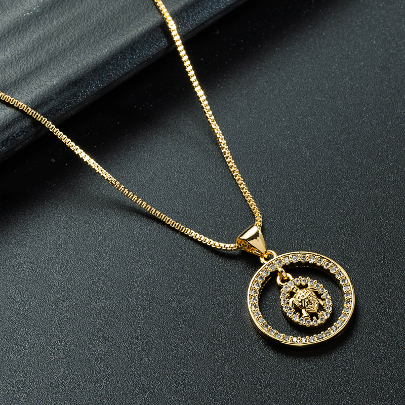 Tortoise Pendant Copper Inlaid Zircon Necklace Wholesale Nihaojewelry display picture 6