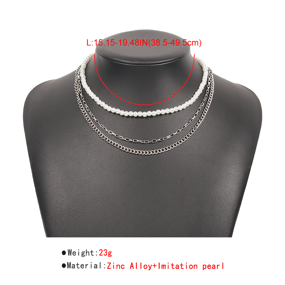Imitation Pearl Stacking Chain Multilayer Necklace Wholesale Nihaojewelry display picture 1