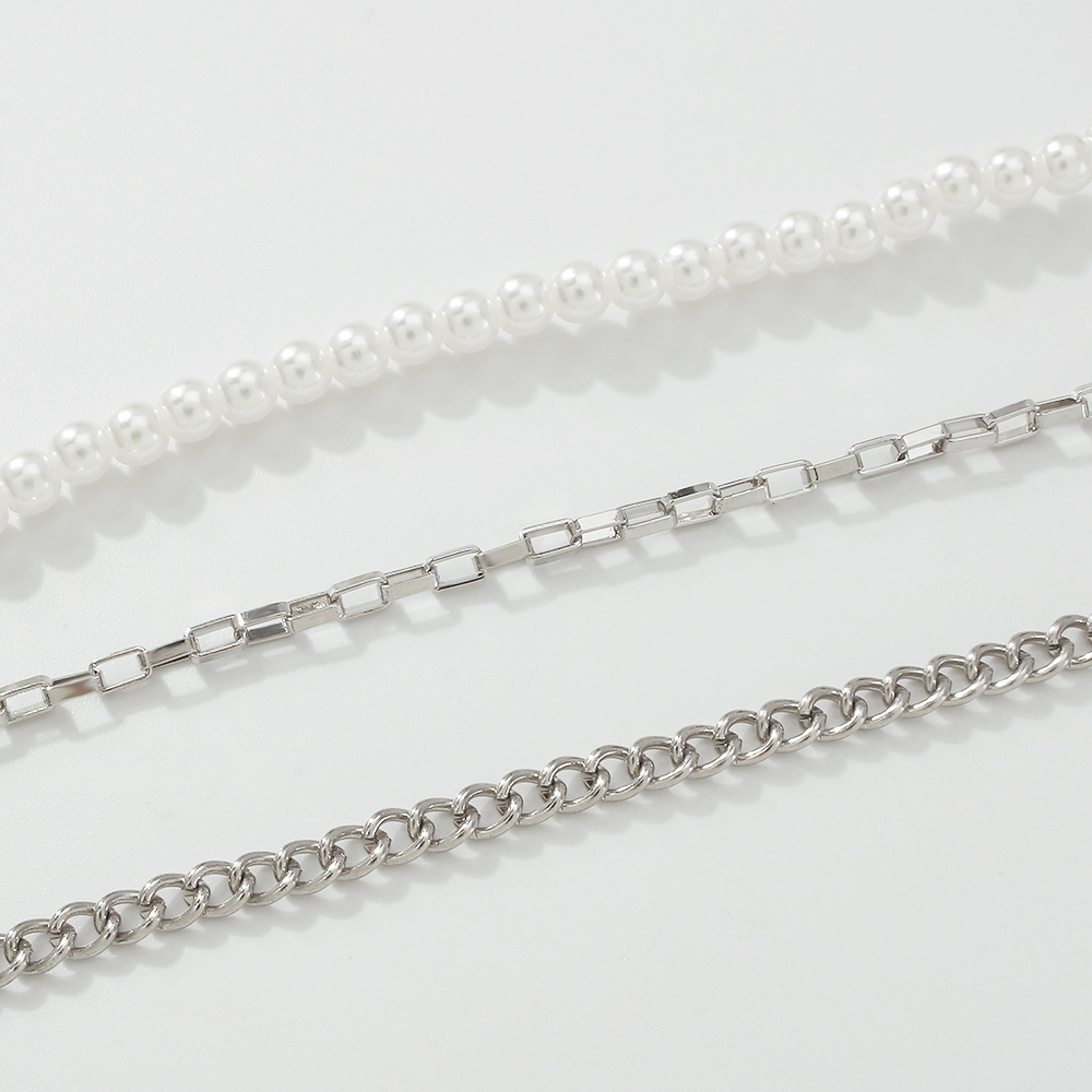Imitation Pearl Stacking Chain Multilayer Necklace Wholesale Nihaojewelry display picture 9