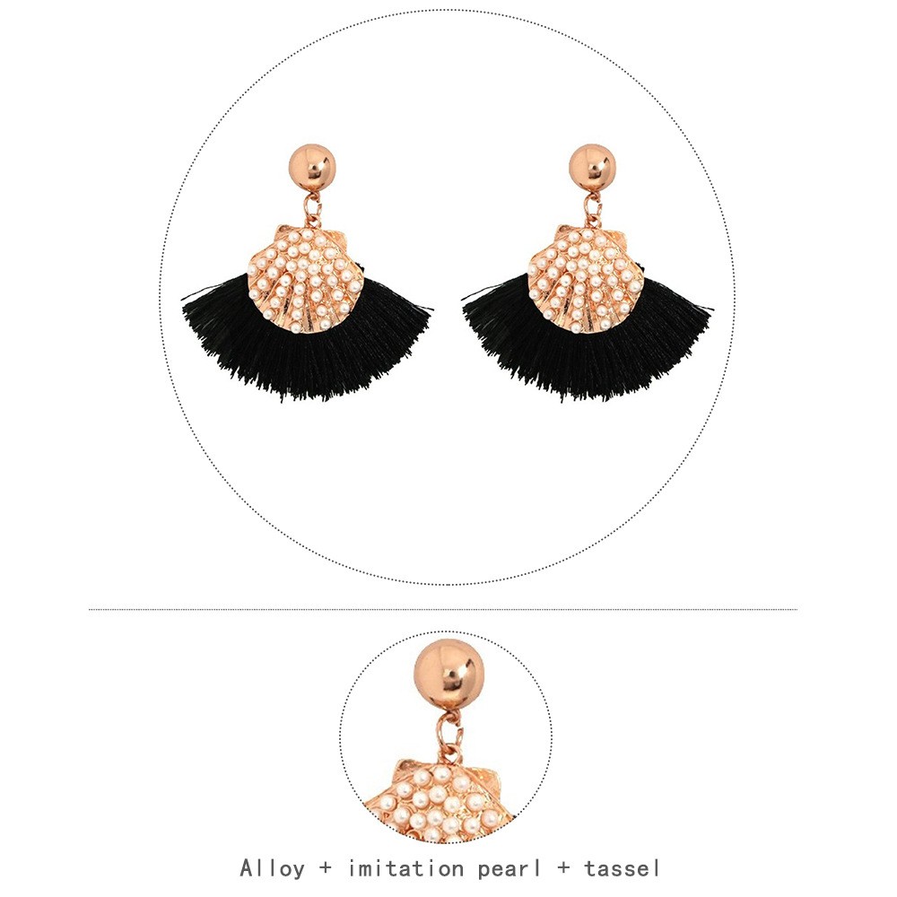 Bohemian Style Imitation Pearl Tassel Earrings Wholesale Nihaojewelry display picture 2