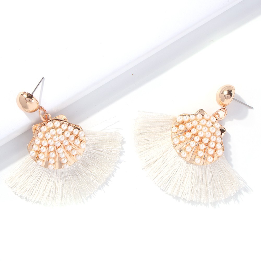 Bohemian Style Imitation Pearl Tassel Earrings Wholesale Nihaojewelry display picture 3