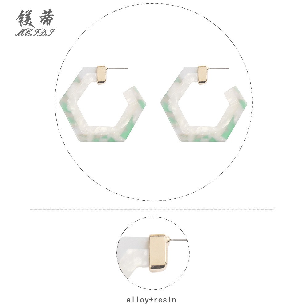 Hexagonal Geometric Resin Earrings Wholesale Nihaojewelry display picture 2