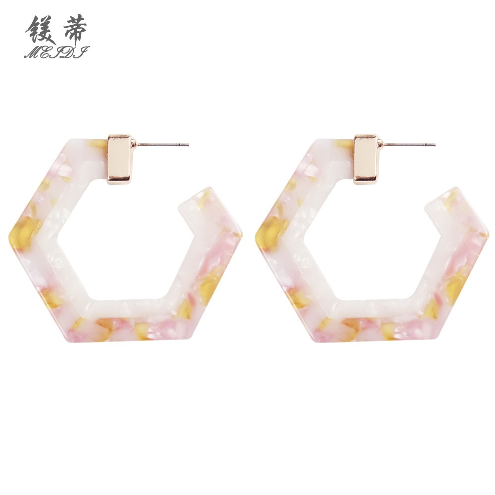 Hexagonal Geometric Resin Earrings Wholesale Nihaojewelry display picture 5