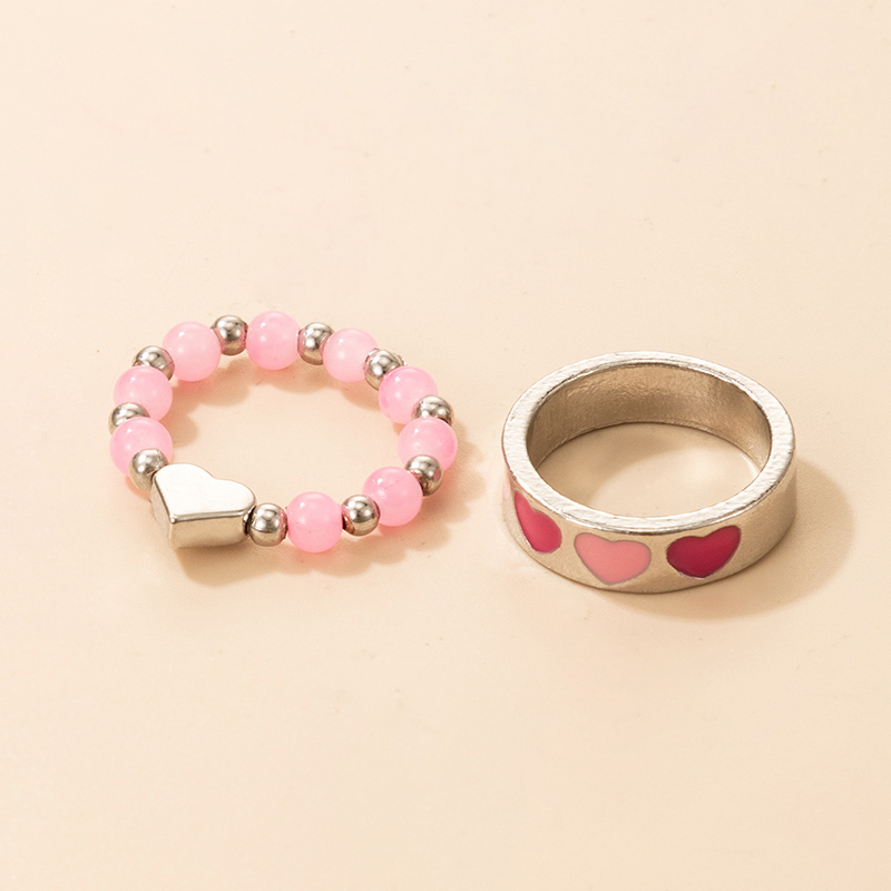 Boho Rosa Perlen Pfirsichherz Zweiteiliger Ring Großhandel Nihaojewelry display picture 2