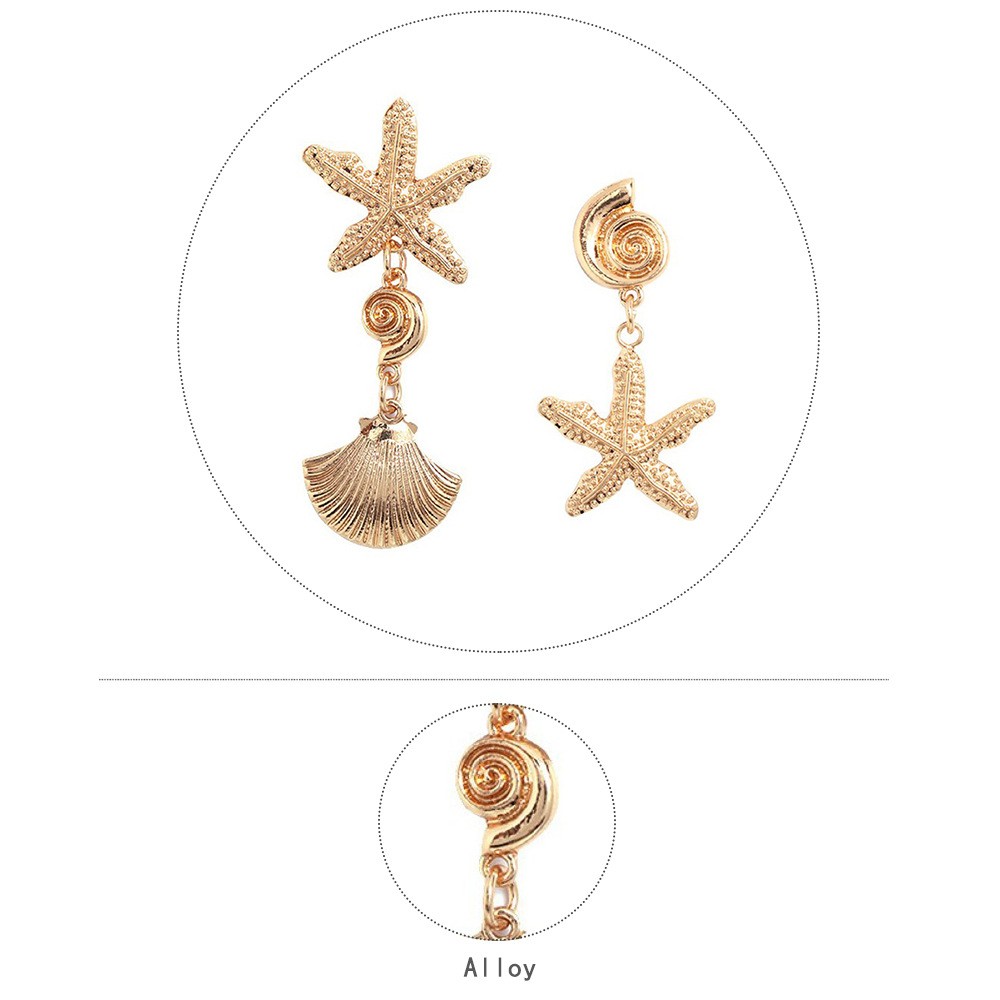 Océan Série Starfish Shell Boucles D'oreilles En Métal En Gros Nihaojewelry display picture 4