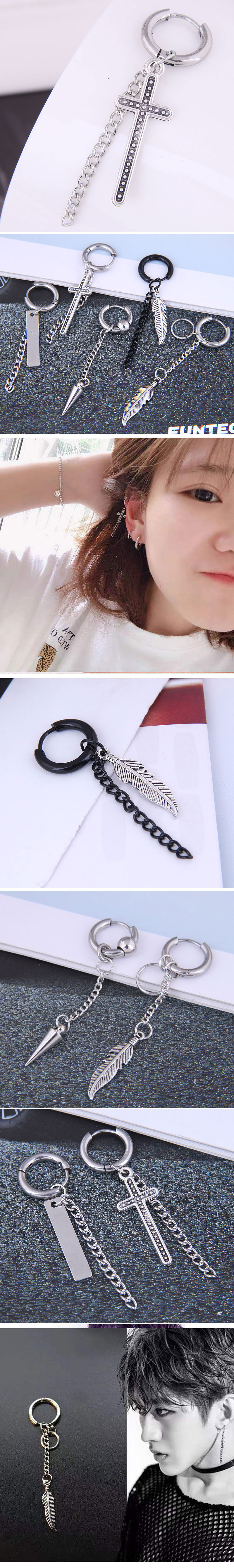 Boucle D&#39;oreille Simple Croix En Acier Au Titane De Mode En Gros Nihaojewelry display picture 1