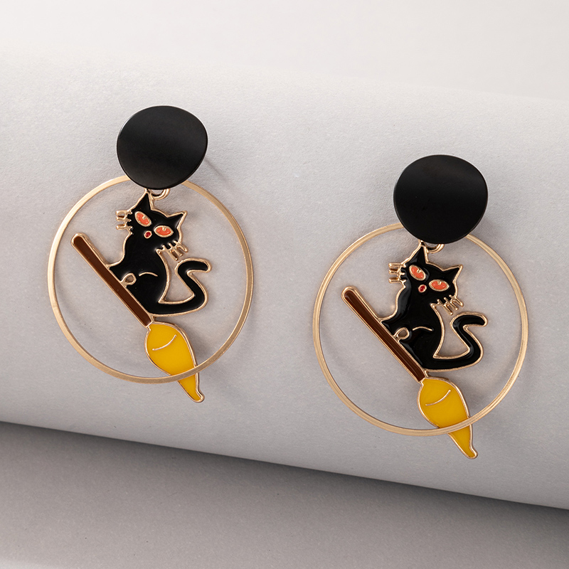 New Creative Jewelry Halloween Black Cat Earrings display picture 3