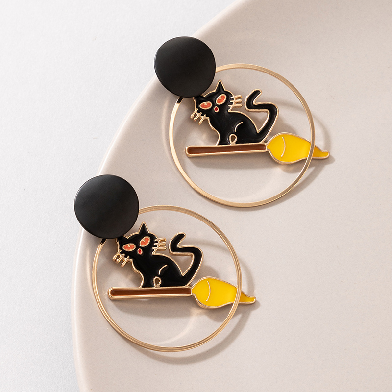 New Creative Jewelry Halloween Black Cat Earrings display picture 5