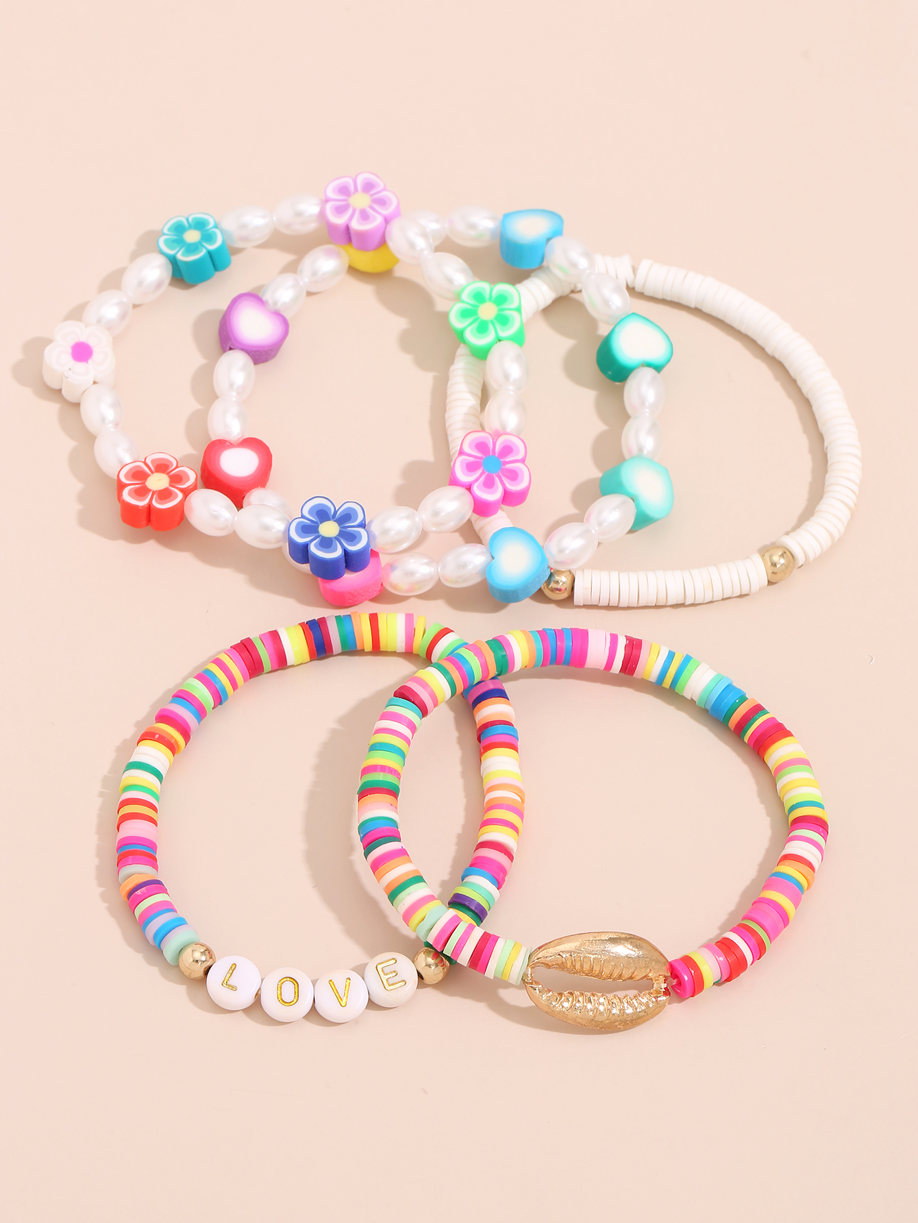 Bohemian Style Colorful Flower Alloy Shell Ladies Multi-piece Bracelet display picture 3