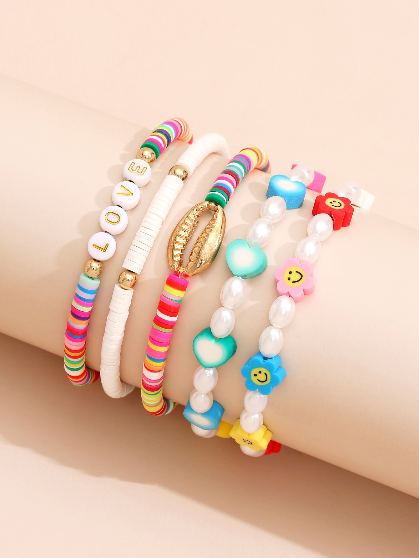 Bohemian Style Colorful Flower Alloy Shell Ladies Multi-piece Bracelet display picture 5