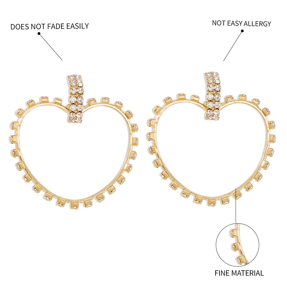 Fashion Full Diamond Love Personality Geometric Earrings display picture 2
