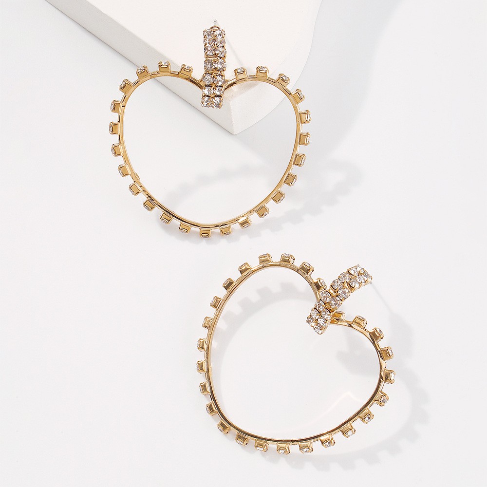 Fashion Full Diamond Love Personality Geometric Earrings display picture 3